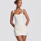 Graceful Tube Top Shoulder Strap Dress