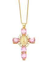 Zircon Virgin Mary Cross Necklace