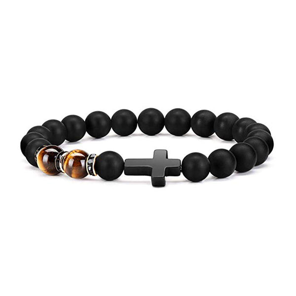 Cross Energy Volcanic Rock Amber Bracelet for All