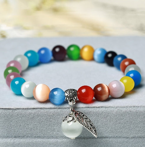 Handmade Cat's Eye Stone Beaded Bracelet