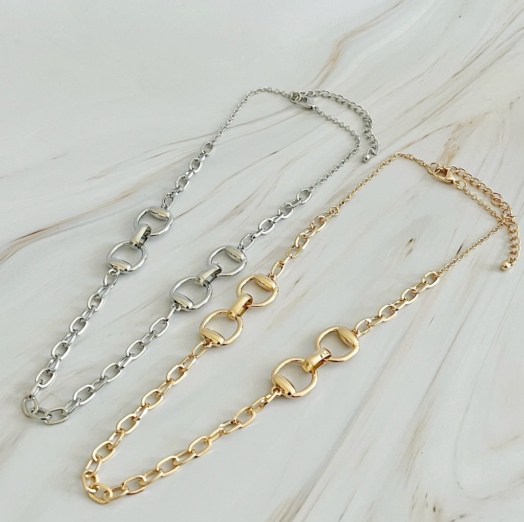 Double Equestrian Horsebit Chain Necklace