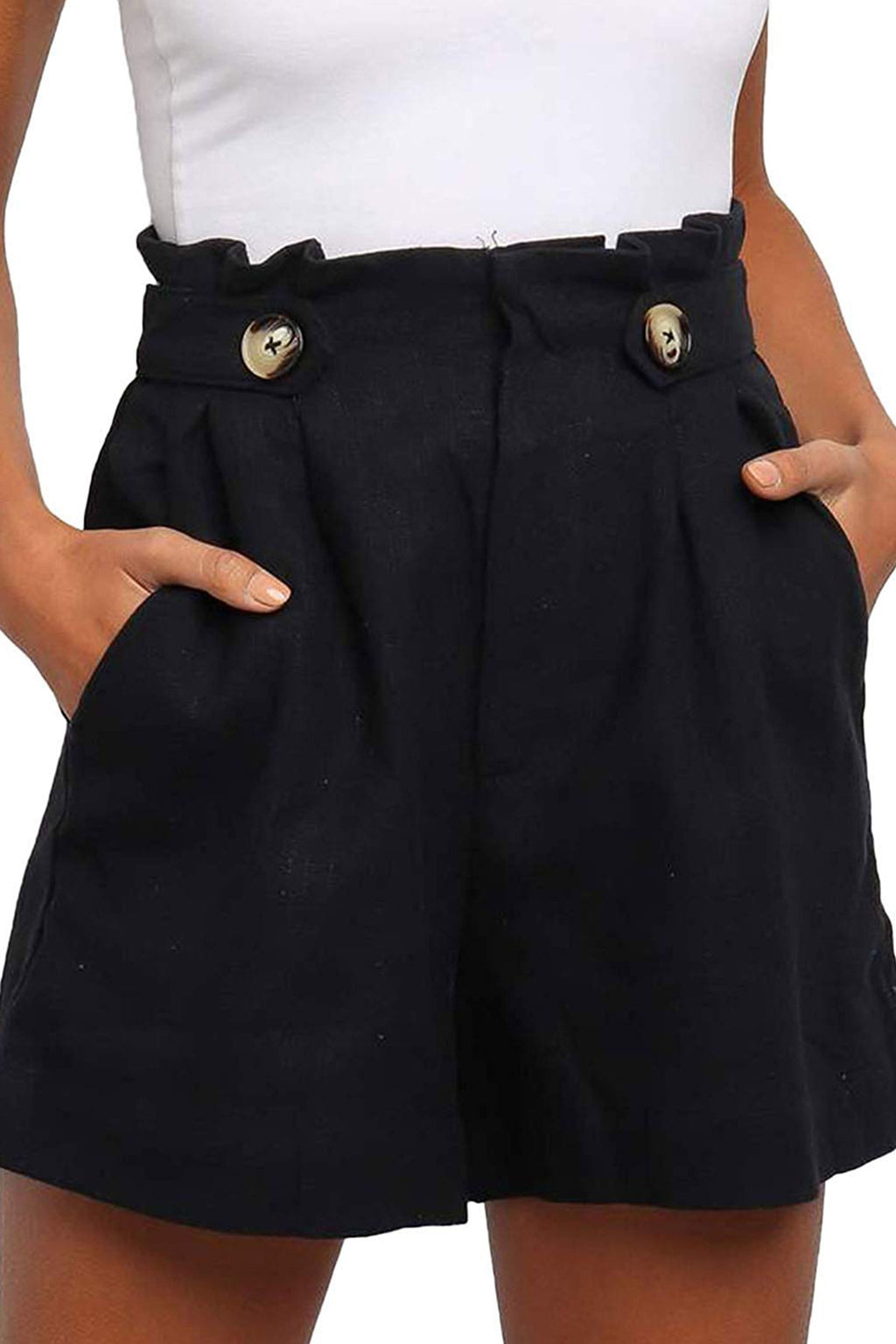 2020 New Women's High-Waist Loose Cotton Linen Shorts