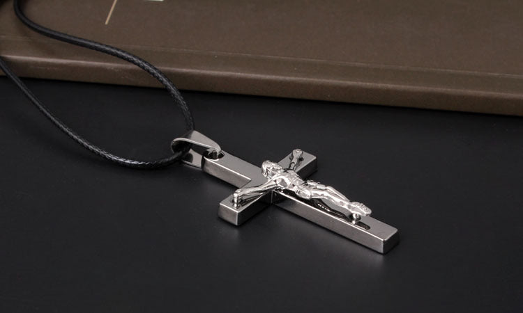 Titanium Steel Jesus Crucifix Cross Pendant Necklace | Christian Jewelry