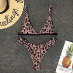 Leopard Print Triangle Bikini Set