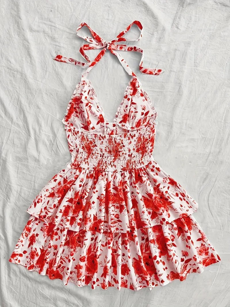 European & American Floral Camisole Dress