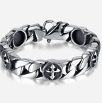 Men's Vintage Cross Titanium Steel Curb Chain Bracelet