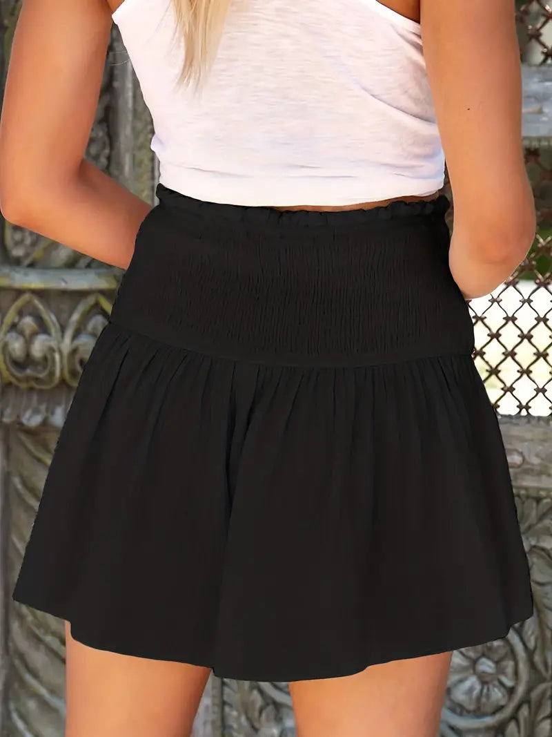 Boho High Waist Ruched Skorts - Women's Summer Shorts