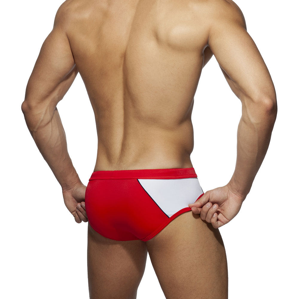 Men's Navy Swim Briefs with Neon Accent