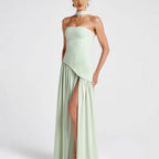 Strapless High-Slit Maxi Dress