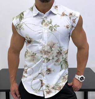 Button-Up Floral Tank Top - Casual Beach Shirt (One Piece)
