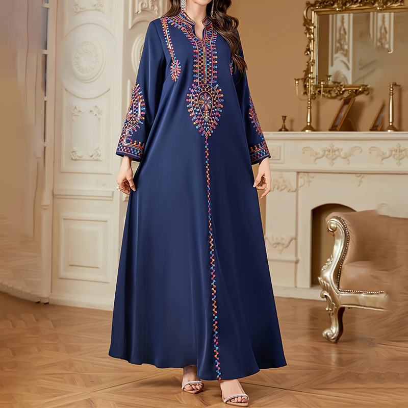 Geometric Print Sequin Maxi Dress