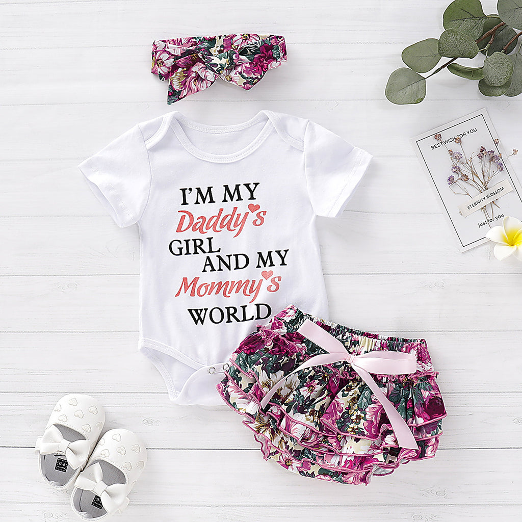 Summer Outfit Set for Girls - 3 Piece with Top, Shorts, Headband