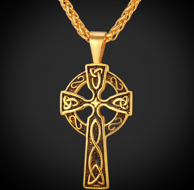 Titanium Steel Celtic Cross Pendant Necklace