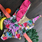 Tropical Bird Print Ruffle One-Piece Swimsuit
