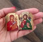 Wooden Christ & Virgin Mary Icon Diptych | Christian Home Decor
