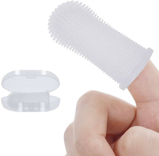 Pet Finger Toothbrush for Dogs & Cats, 360 Soft Silicone Dental Brush with Storage Case, BPA-Free Teeth & Gum Cleaner