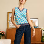 Color Block Knit Tank Top for Women - Sleeveless Pullover
