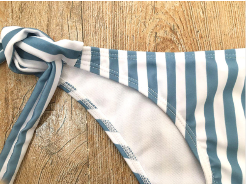 Striped One-Shoulder Bikini Set