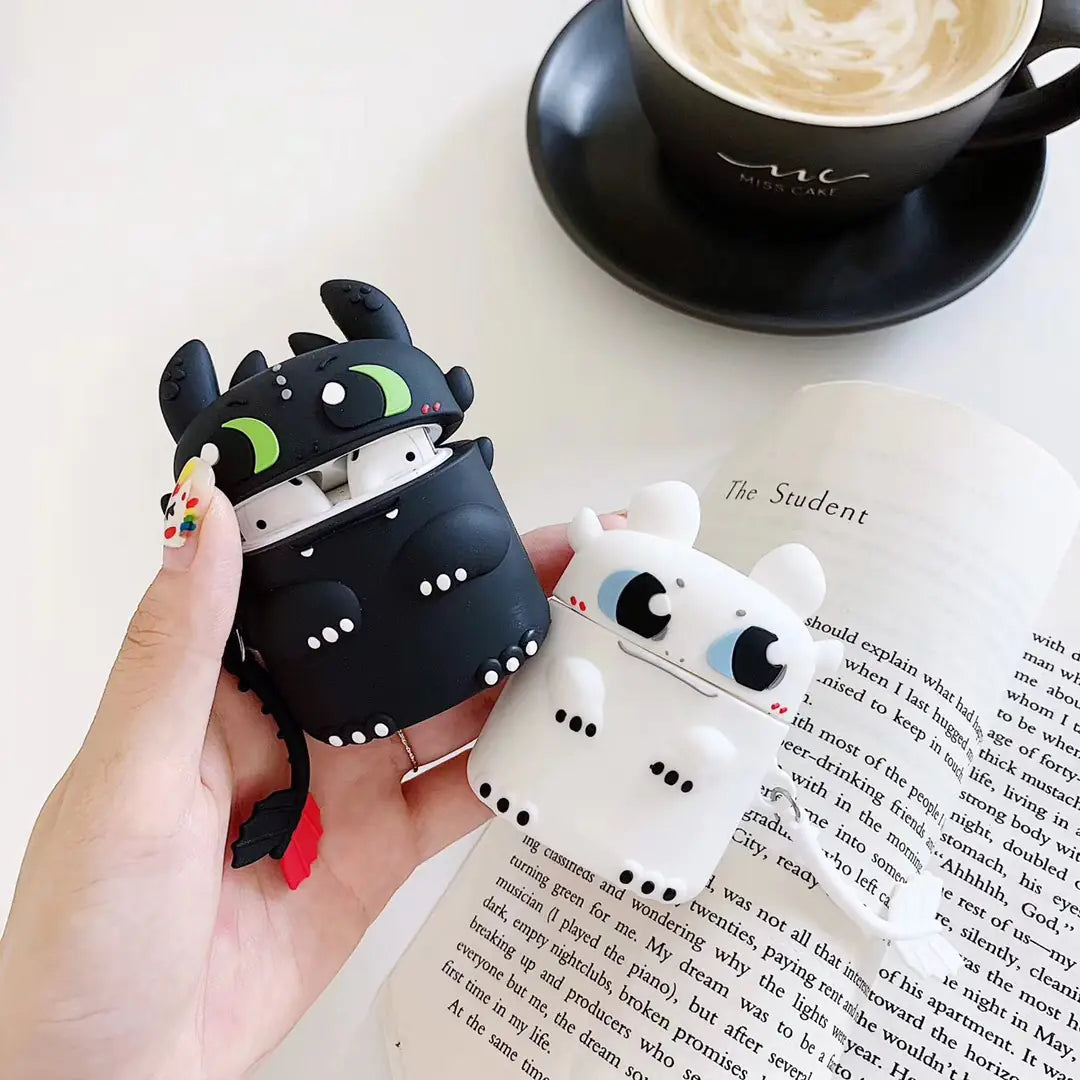 Cute Black and White Silicone Case for AirPods 1/2 | Accessory