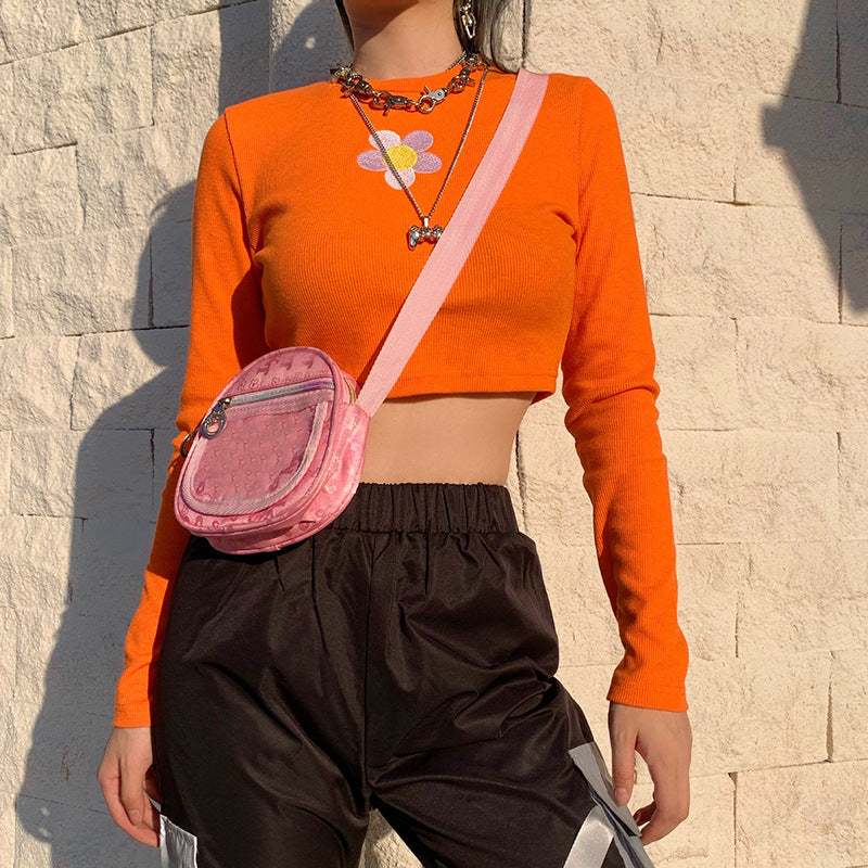 2019 Autumn Floral Print Long Sleeve Crop Top