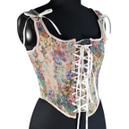 Floral Tapestry Lace-Up Corset Top