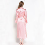 Women's Satin Lace Trim Sleepwear Robe and Pajamas