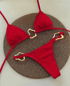 White Gold Ring Triangle Bikini Set