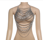 Sequin Fringe Halter Top for Nightclub Wear