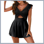 Ruffle Cross-Front Swim Dress