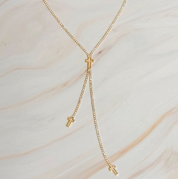Cross Y-Drop Lariat Necklace