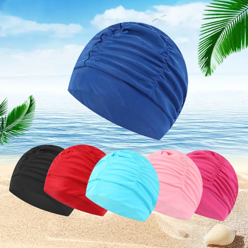 Floral Fabric Swim Cap with Ear Covers