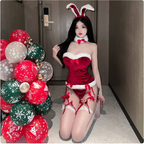 Sexy Christmas Bunny Costume Lingerie Set with Stockings