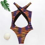 Baroque Print Cross-Front Cutout One-Piece Swimsuit