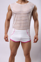 Men's Breathable Mesh Undershirts - Striped Tank Tops