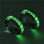Jesus Cross Glow-in-the-Dark Ring - Stainless Steel