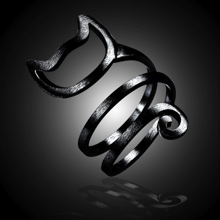 Silver Plated Cat Ring - Cute and Unique Design