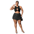 Plus Size Women's Elastic Waist Overalls and Shorts