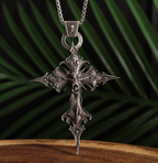 Vintage Gothic Skull Cross Pendant Necklace