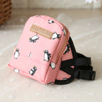 Cartoon Dog Backpack Harness with Leash, Polyester Small Pet Carrier Bag with Zipper Pocket, Adjustable Walking Harness for Cats and Dogs