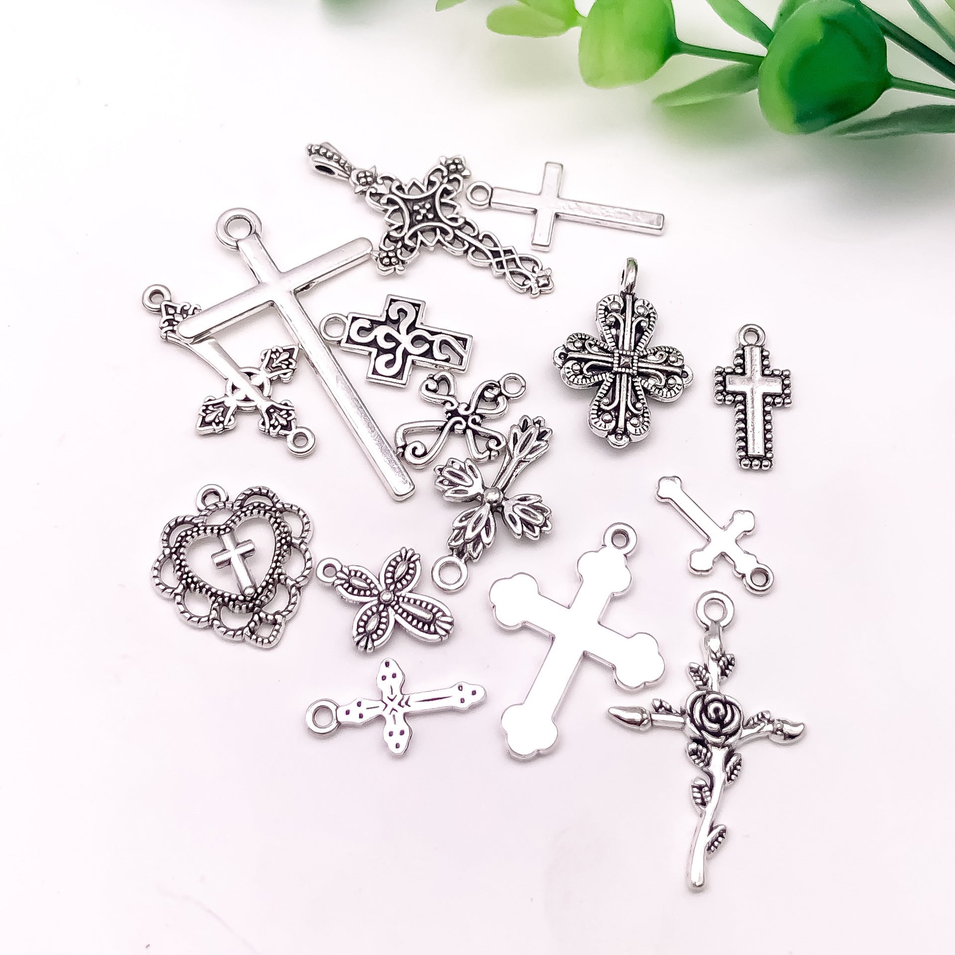 Vintage Silver Cross Pendant Charm