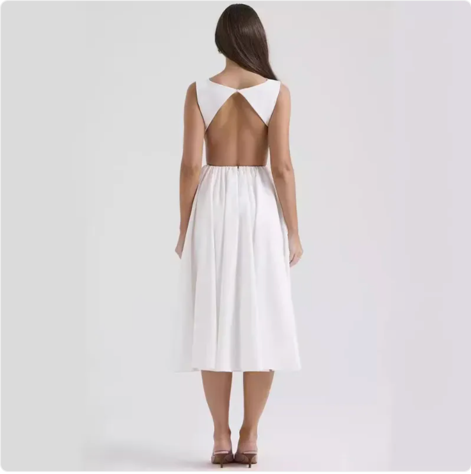 Summer Backless Spaghetti Strap Retro Dress