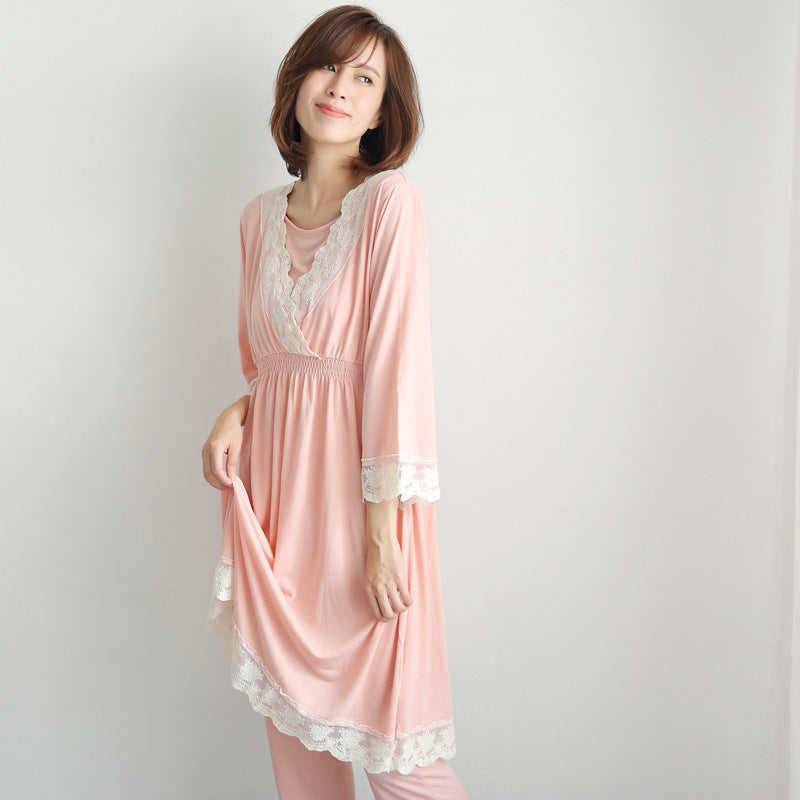 2020 Spring Autumn Maternity Nightwear Lace Set