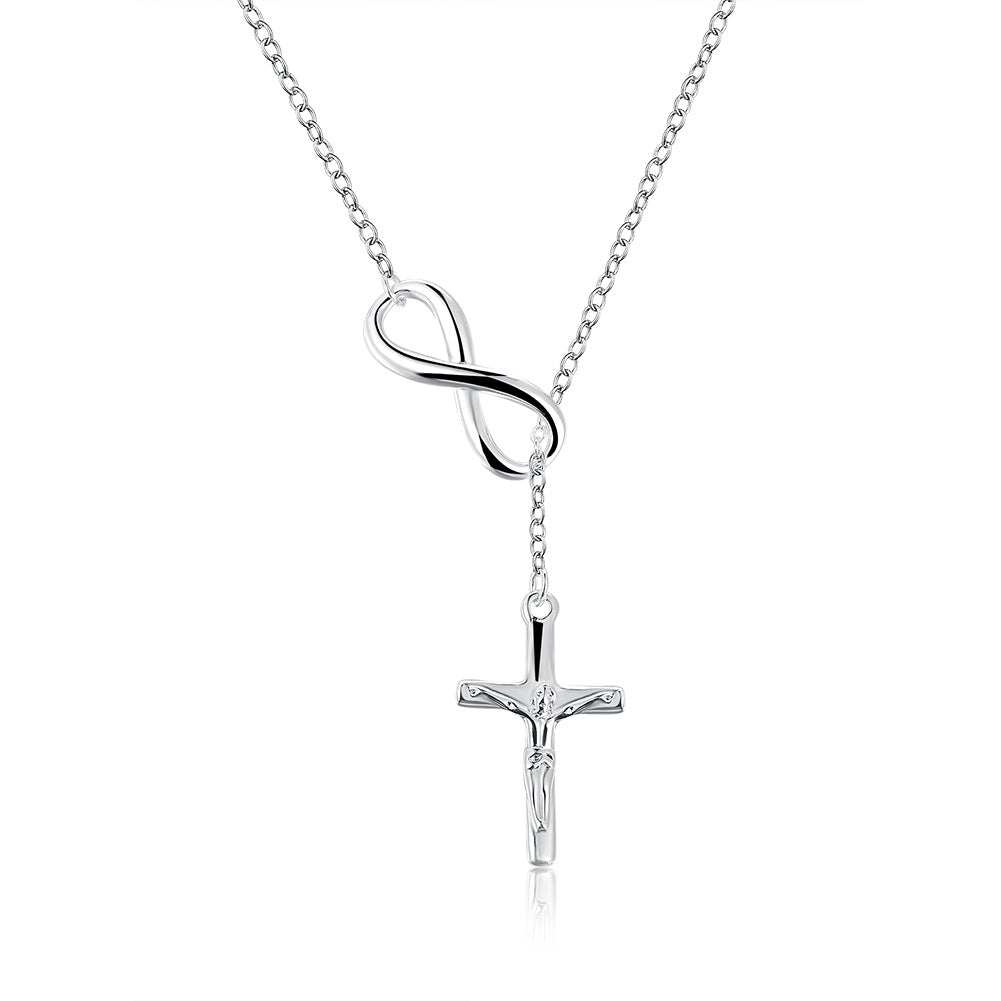 Infinity Cross Lariat Necklace