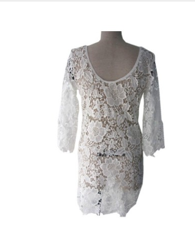 White Crochet Lace Beach Cover-Up Tunic