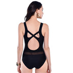 Black Mesh Cutout One-Piece Swimsuit