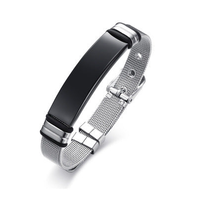 Black Titanium Steel Bracelet with Christian Bible Verse