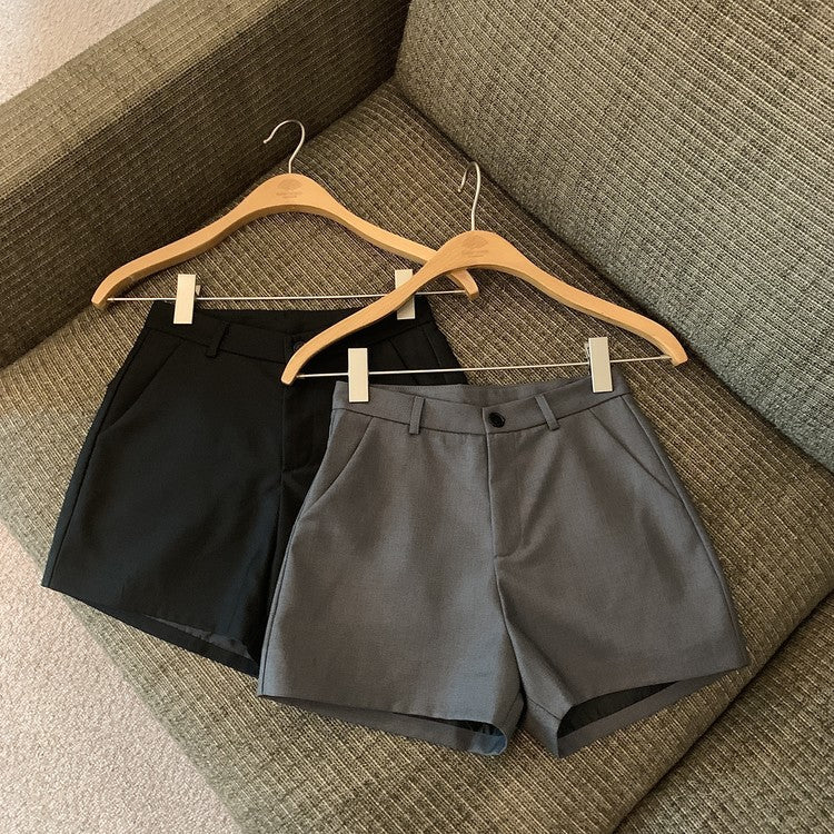 Gray High-Waist A-Line Shorts for Women
