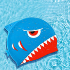 Cartoon Shark Silicone Swim Cap for Kids