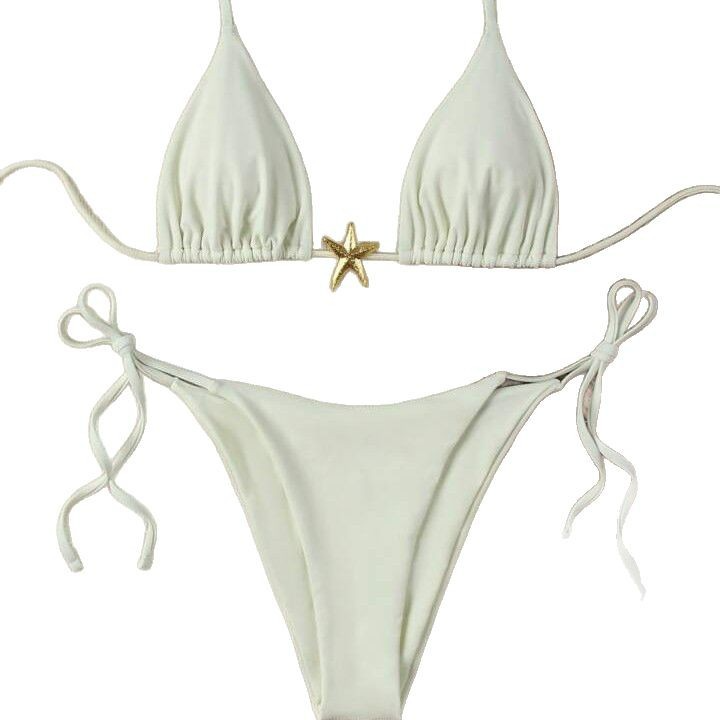 Red Triangle String Bikini Set with Starfish Charm