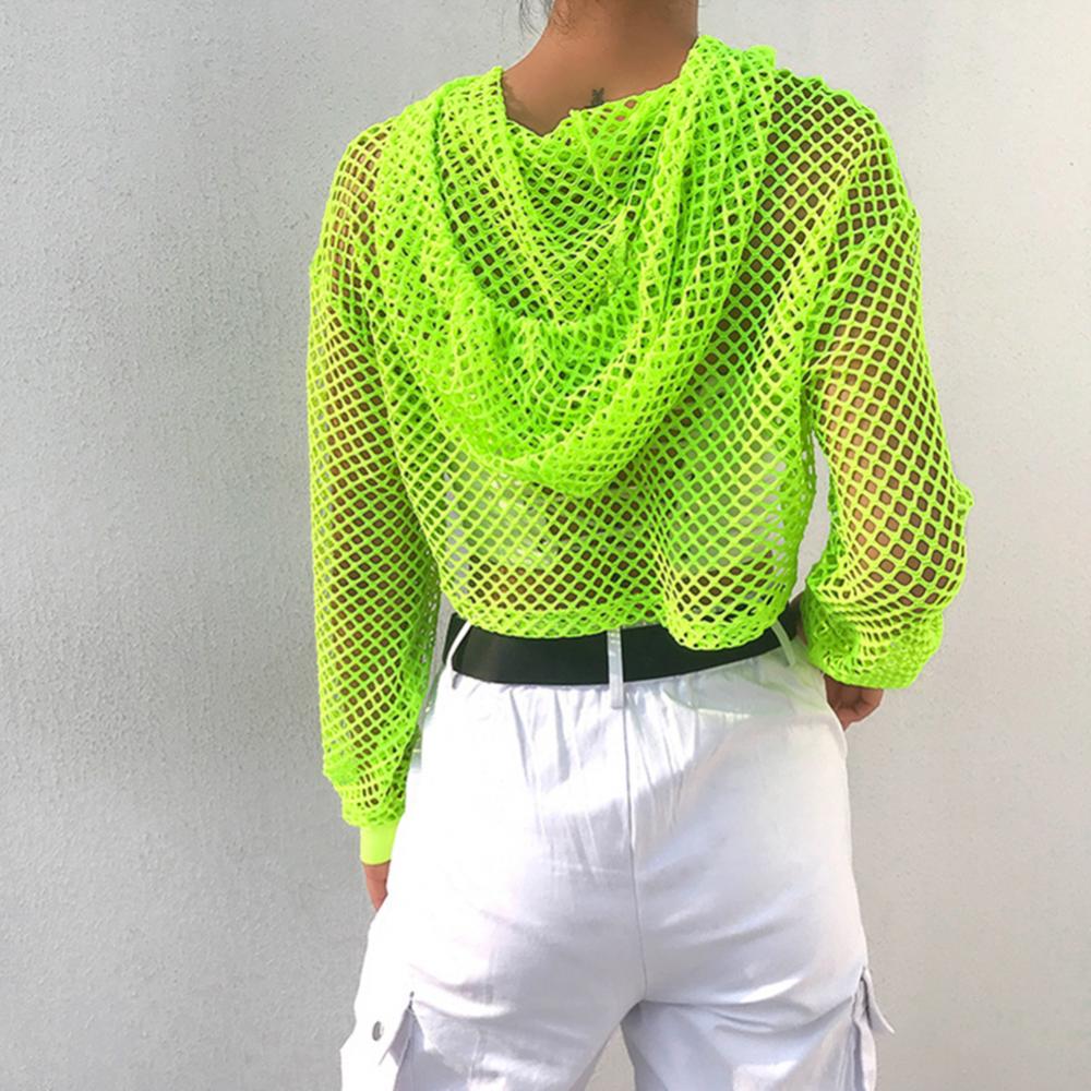 Casual Oversize Fishnet Crop Hoodie Tank Top for Women | Streetwear